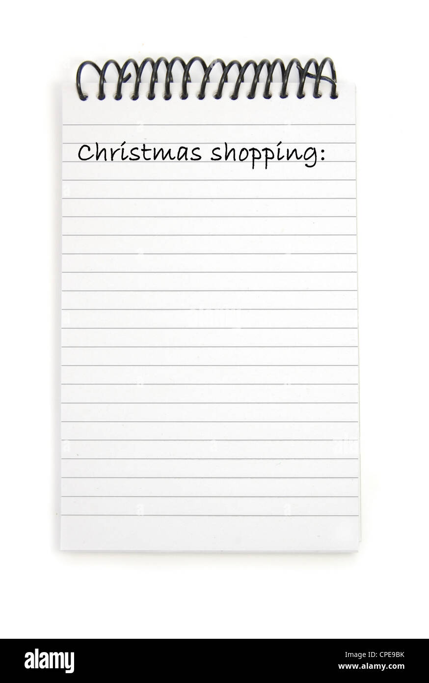 Liste de magasinage de Noël Banque D'Images