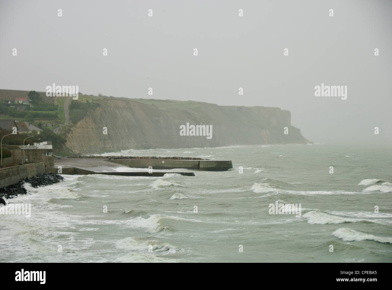 Gold Beach, débarquement en Normandie des Alliés,D-Day,les ports artificiels,Ports,Maisons, Villas,Ville,Arromanches les Bains,Normandie,France Banque D'Images