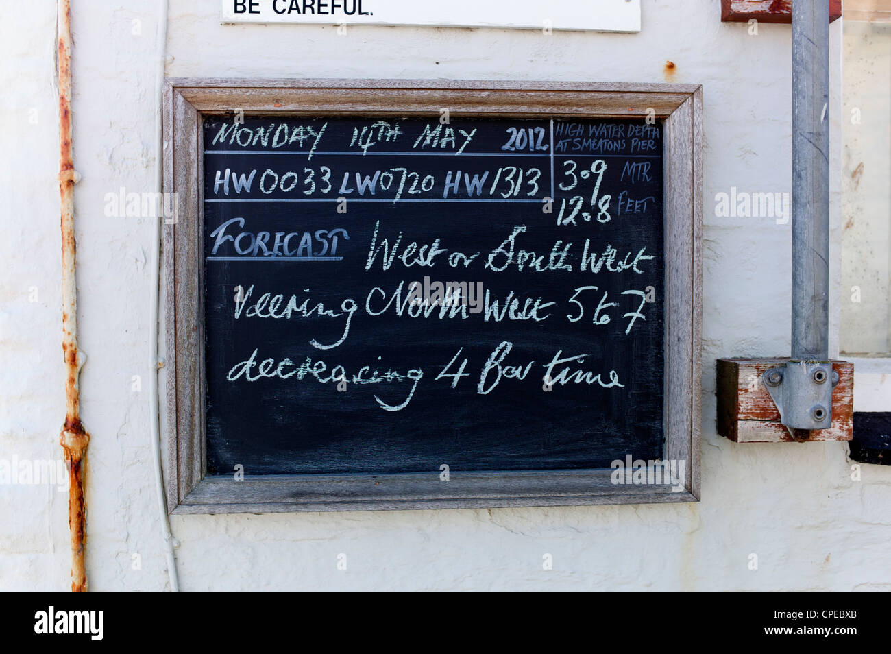Conditions météorologiques tableau noir à St Ives Cornwall Banque D'Images