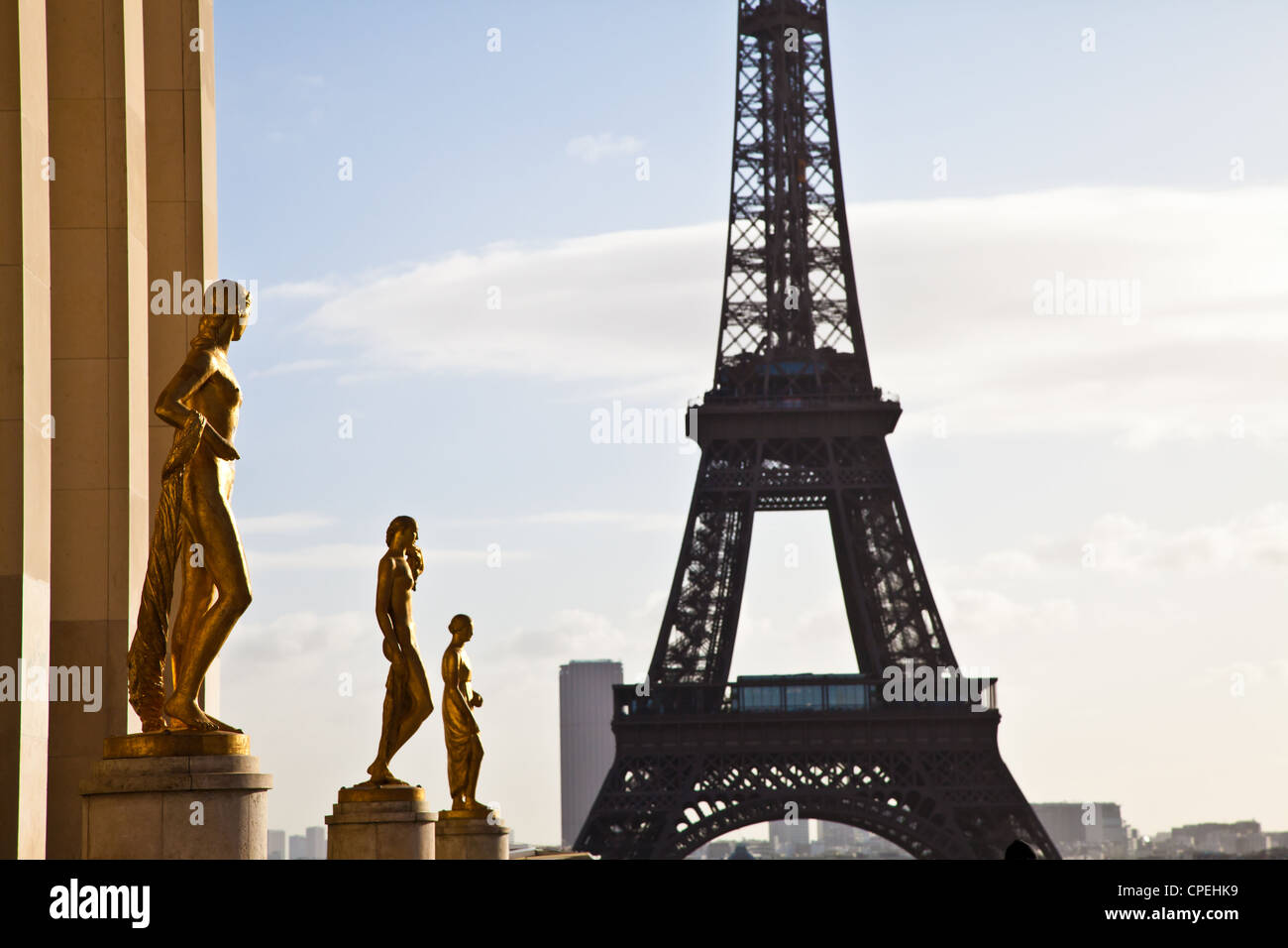 Le meilleur endroit à Paris pour avoir une vue magnifique sur la Tour Eiffel : Trocadéro Terrasse Banque D'Images