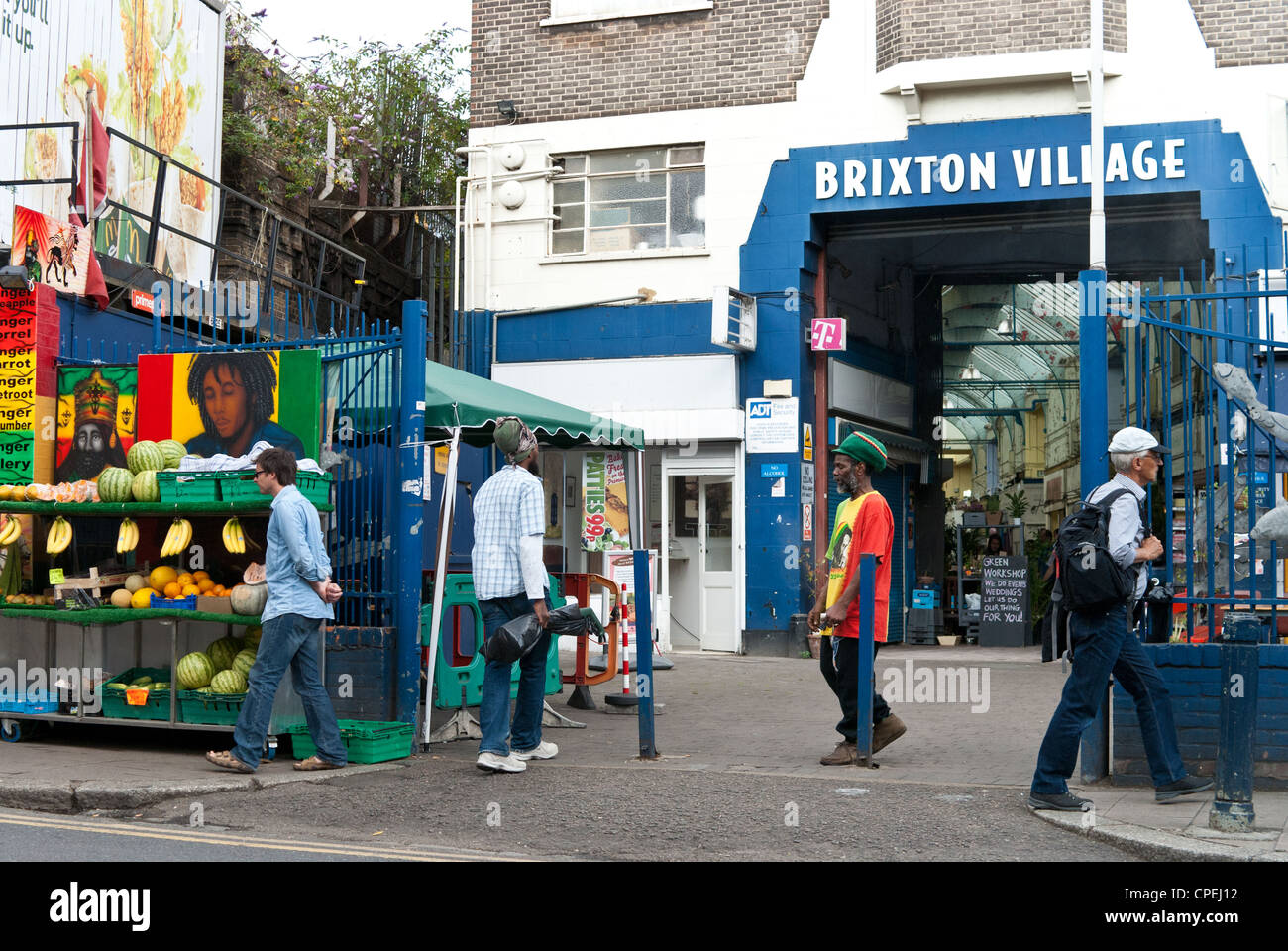 L'entrée sur le marché de Brixton Village Banque D'Images
