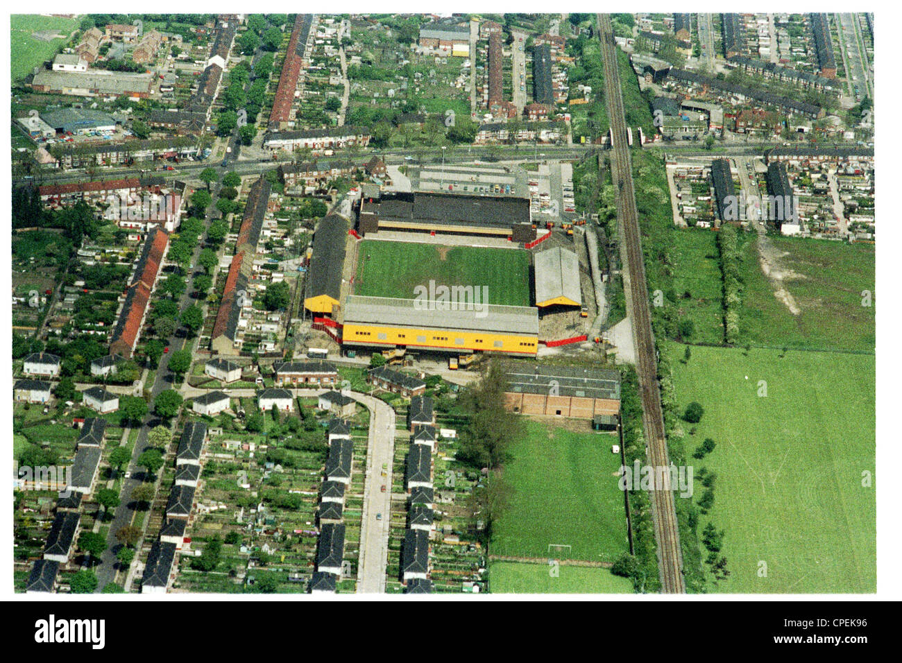 Vue aérienne de Hull City Football club à Boothferry Park, qui a été démoli en 2008 Banque D'Images