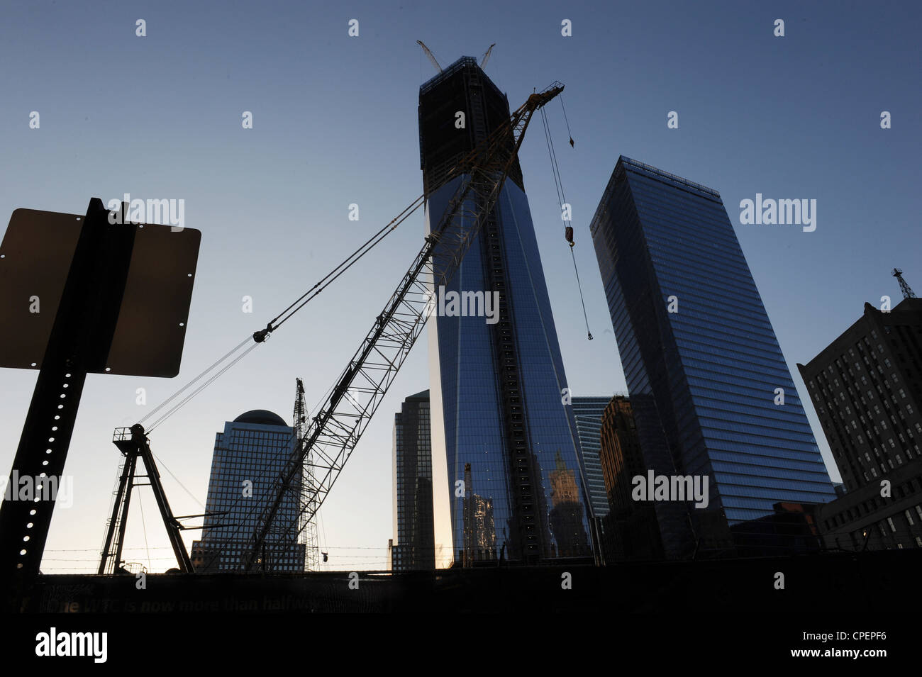 La construction de la One World Trade Center 1WTC, New York Banque D'Images