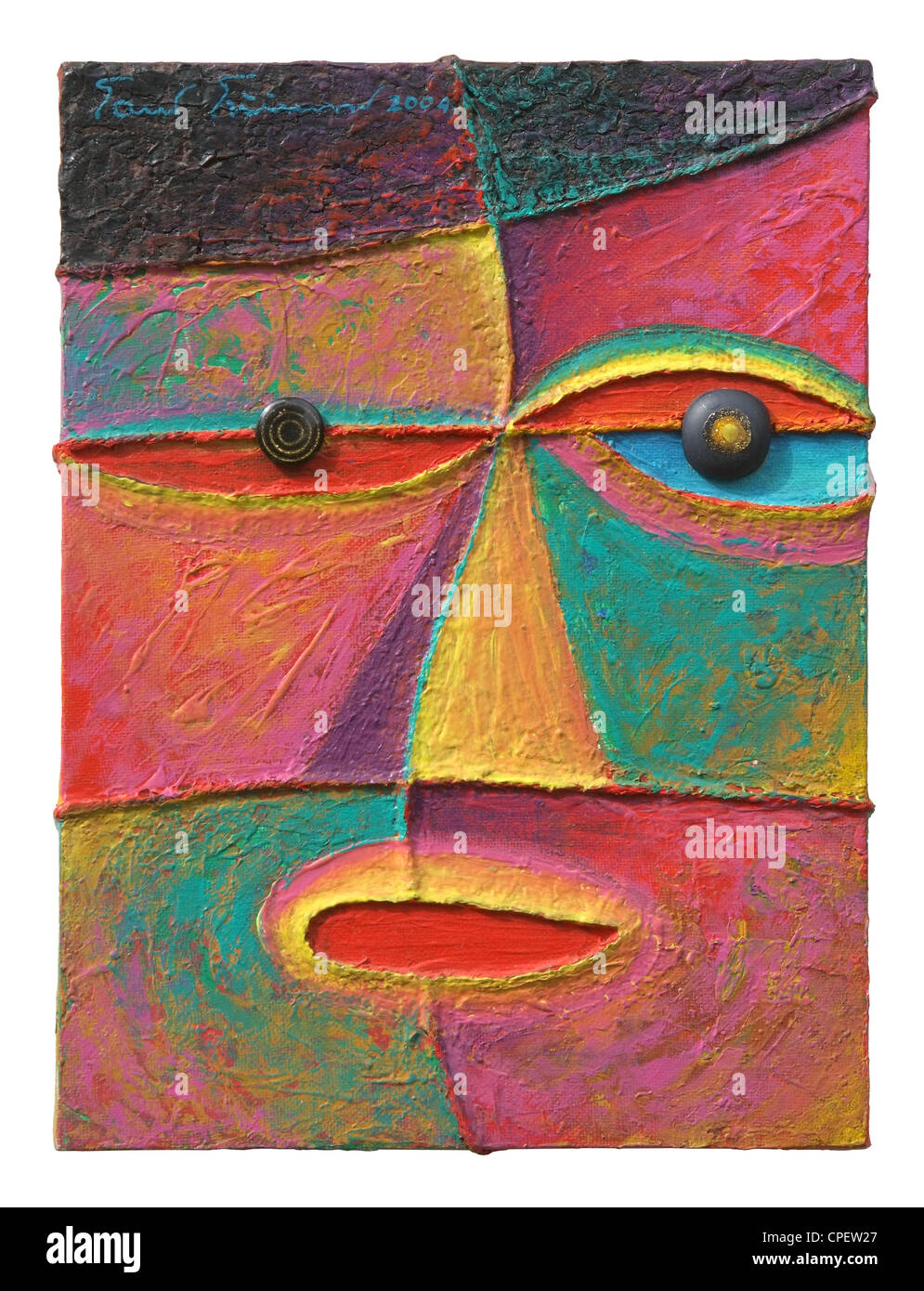 Visage 10. Peinture acrylique originale sur toile. Banque D'Images