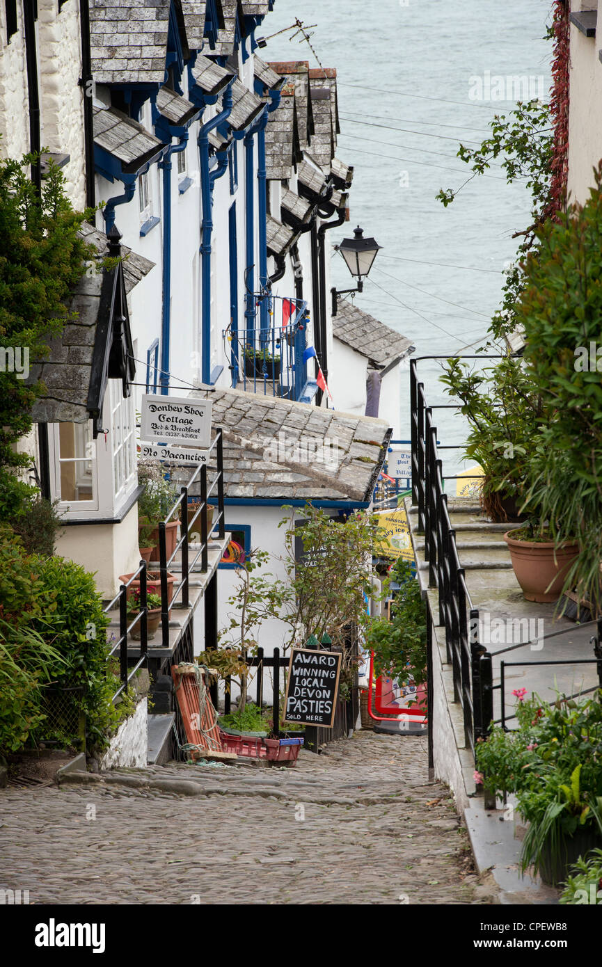 Clovelly. Propriété privée historique Devon traditionnel village. L'Angleterre Banque D'Images