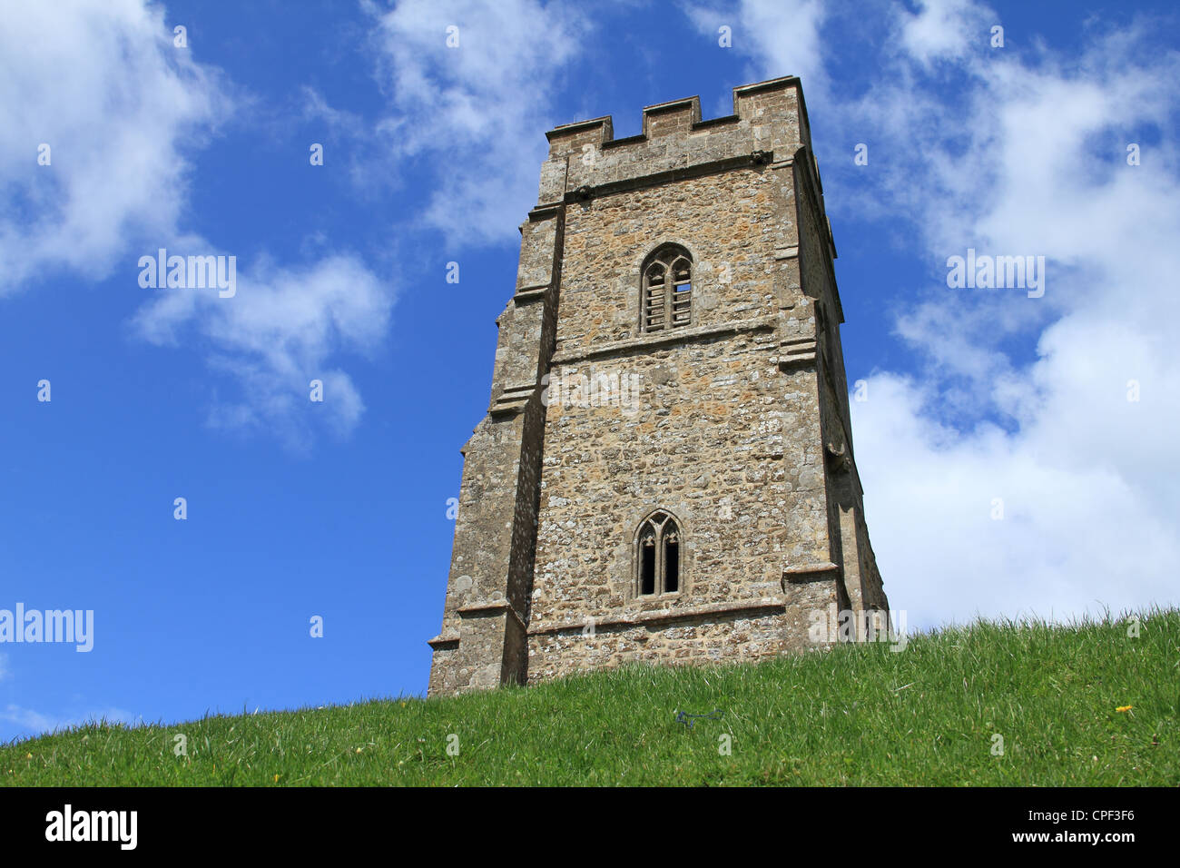 Photo de la tour en haut de la Tor de Glastonbury Banque D'Images