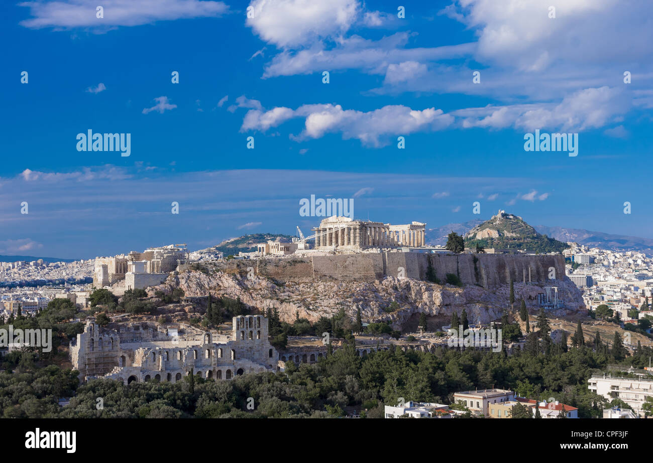 Parthénon, site Odeum et Lycabette en Grèce Banque D'Images