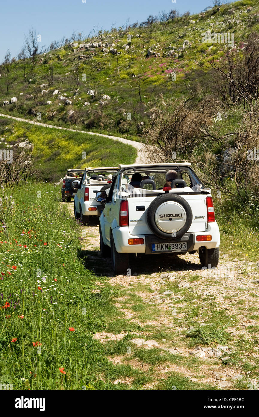 La conduite hors route dans les montagnes, Corfou, Grèce Banque D'Images