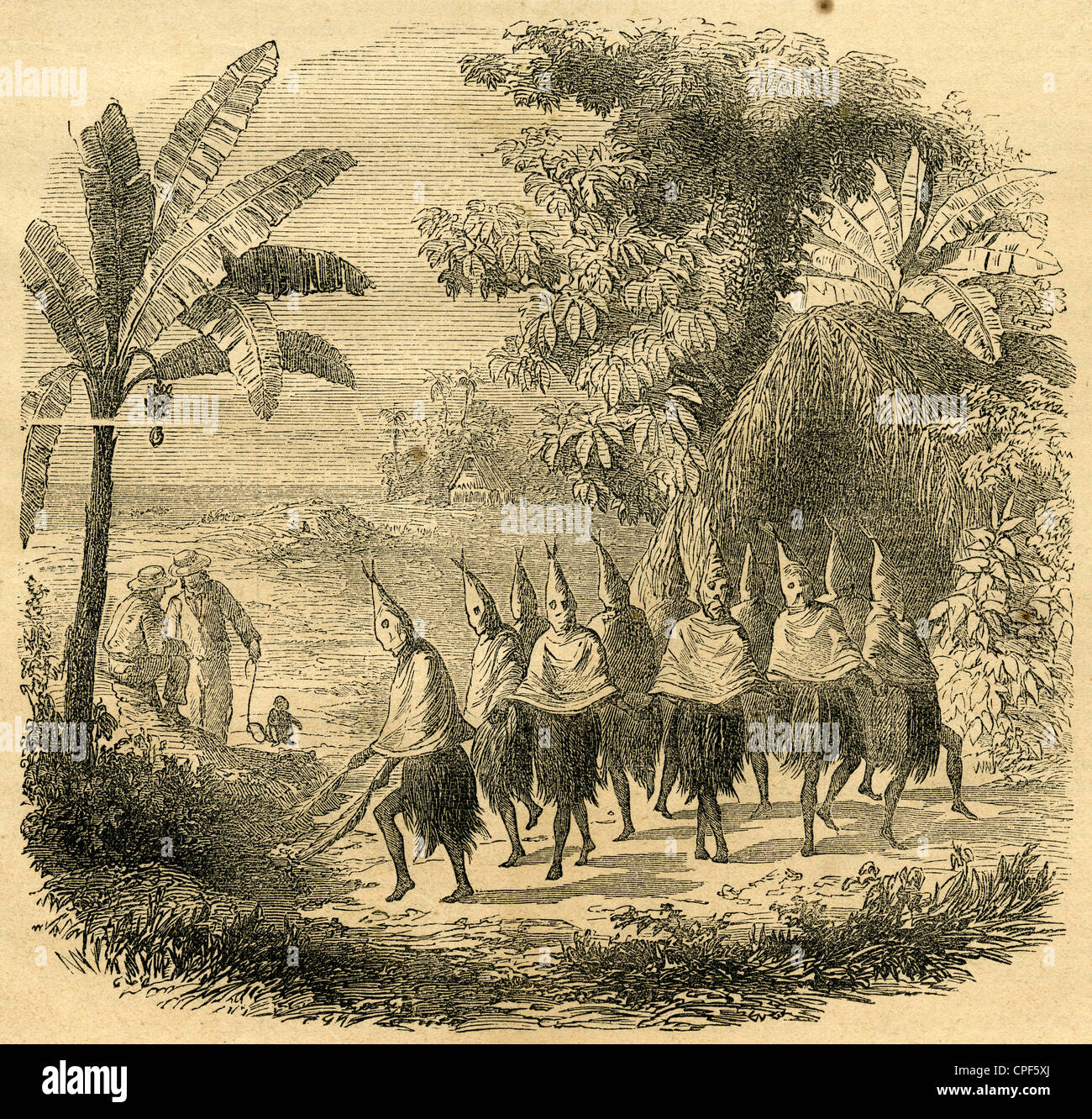 1854 gravure, danses de la Yagua indiens. La Yagua sont un peuple autochtone en Colombie et le nord-est du Pérou. Banque D'Images 1854 gravure, danses de la Yagua indiens. La Yagua sont un peuple autochtone en Colombie et le nord-est du Pérou. Banque D'Images