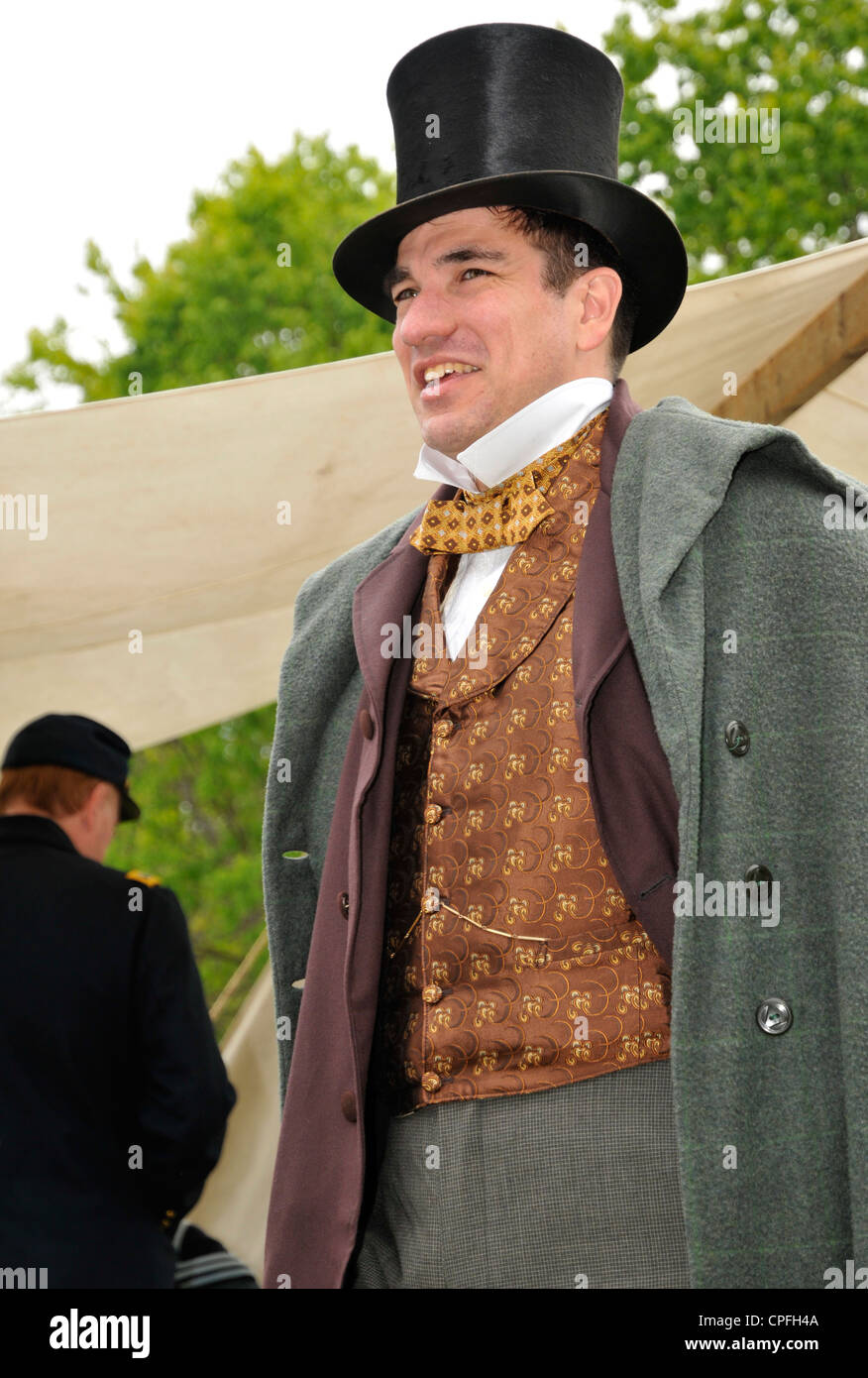 Portrait of a gentleman en 19 siècle vêtements, guerre civile , reenactment Bensalem, Pennsylvania, USA Banque D'Images