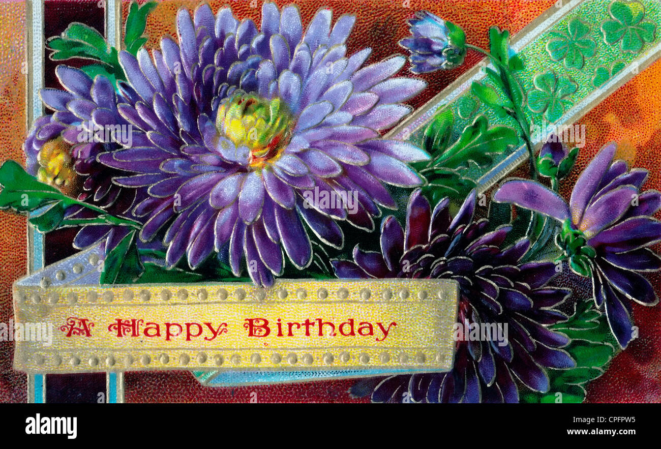 Joyeux Anniversaire Carte D Anniversaire Vintage Photo Stock Alamy