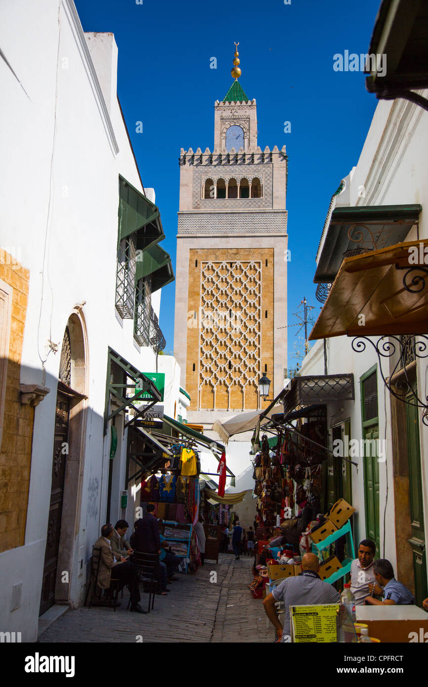 Zaytouna ou Grande Mosquée, Médina de Tunis, Tunis, Tunisie Banque D'Images