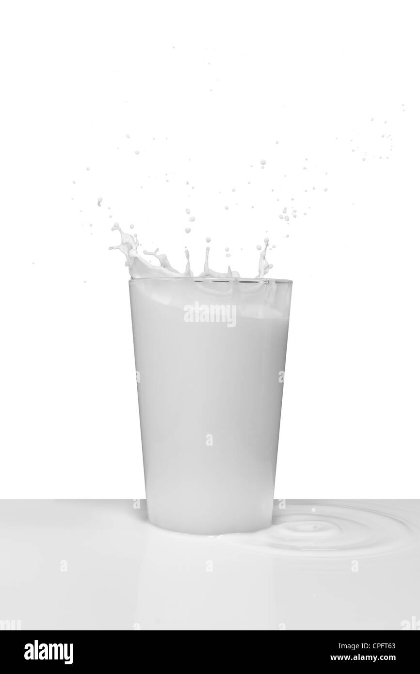 Éclaboussures de lait à partir de la vitre Banque D'Images
