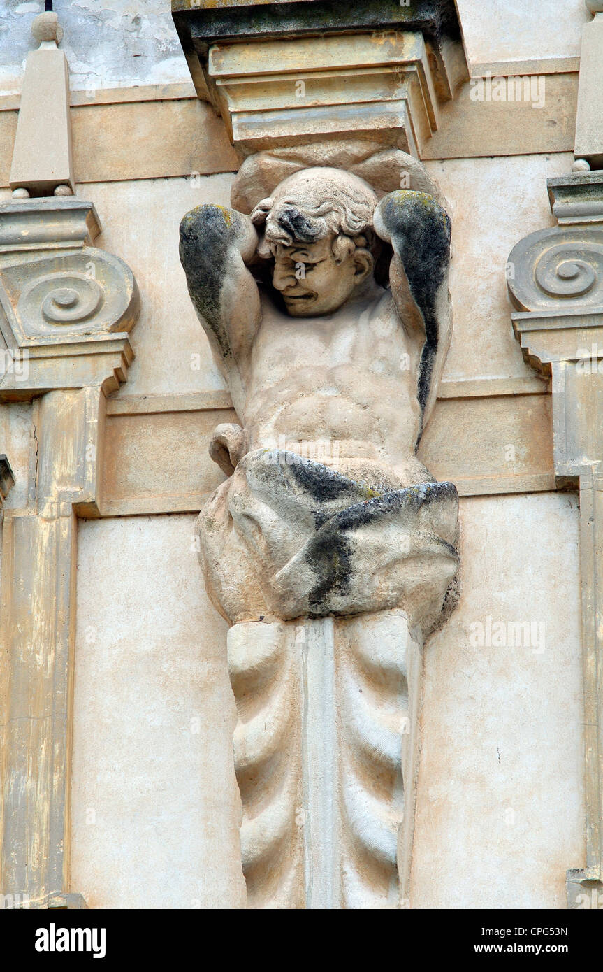Italie, Vénétie, Piazzola sul Brenta, Villa Contarini par Andrea Palladio, architecte détail façade, Sculpture Banque D'Images