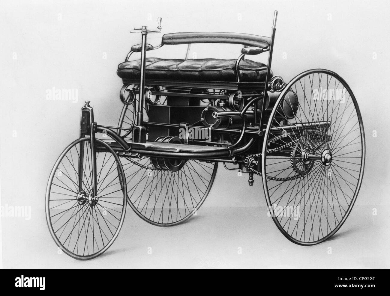 Transport / transport, voiture, variantes de véhicule, Benz, premier véhicule à trois roues entraîné par Carl Benz, 1886, droits supplémentaires-Clearences-non disponible Banque D'Images
