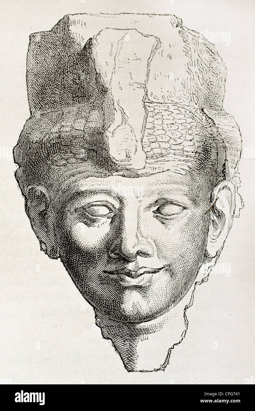 Illustration de l'ancienne reine Tiyi (ou Taia) statue tête conservés en musée Boulaq, Egypte Banque D'Images