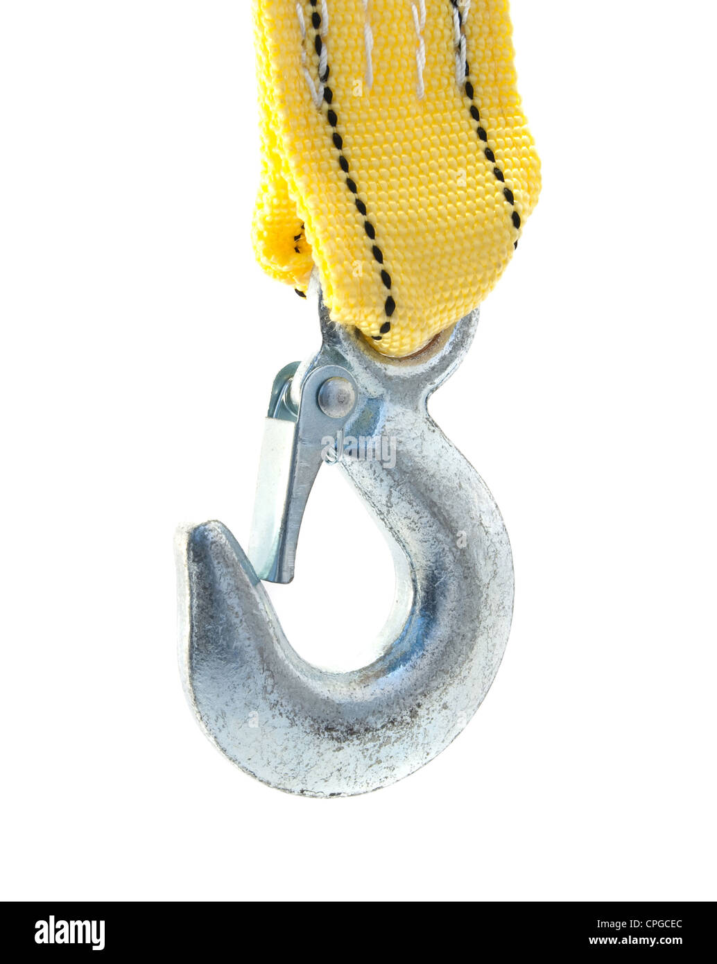 Crochet et corde sur un fond blanc Banque D'Images