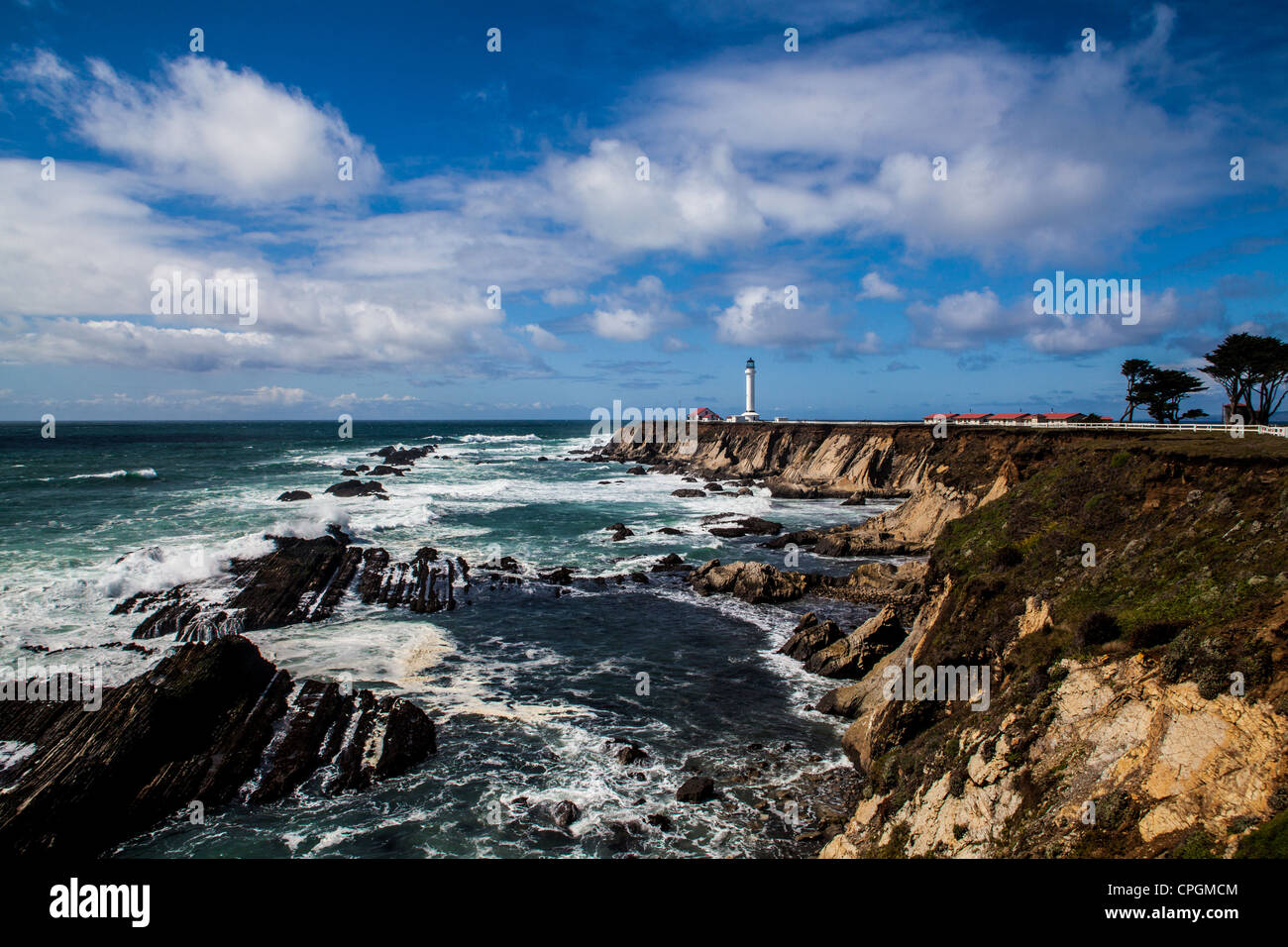 Le phare de Point Arena California Mendocino Coast Banque D'Images