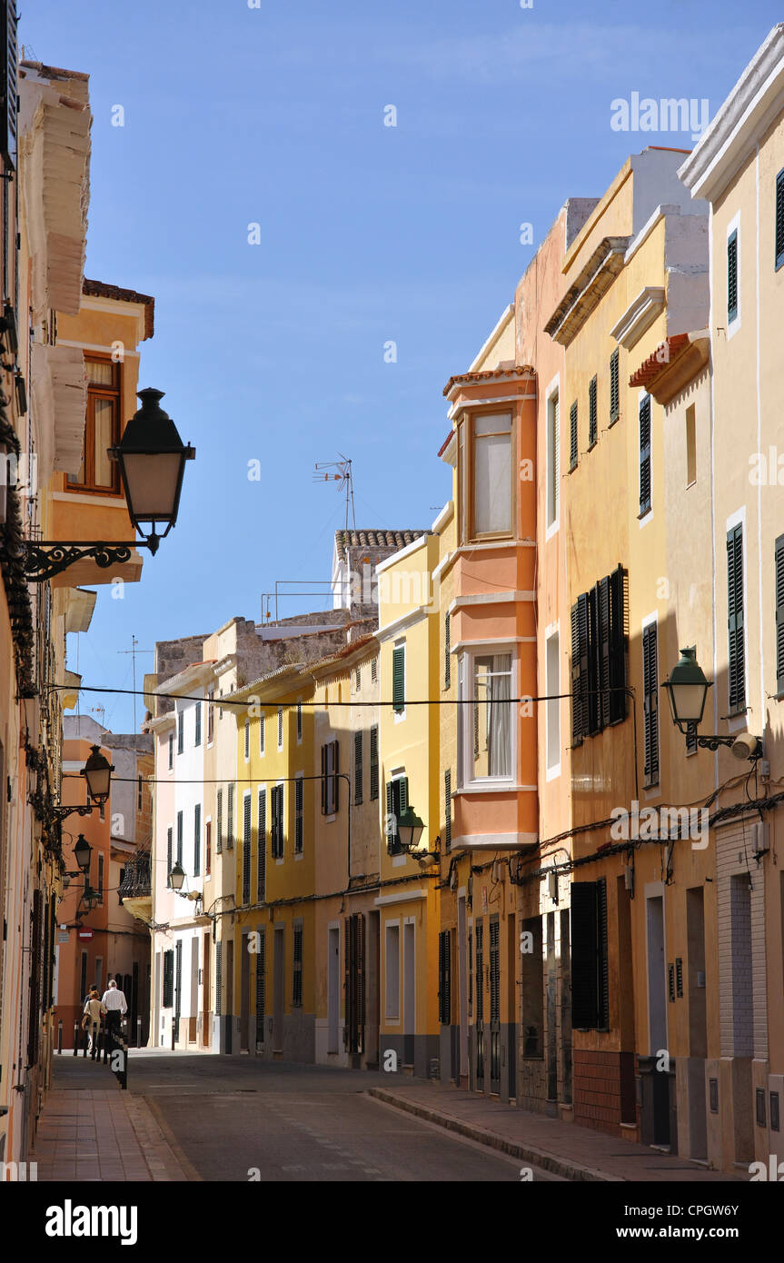 Ruelle de la vieille ville, Carrer del Portal de la Font, ciutadella de menorca, Minorque, Iles Baléares, Espagne Banque D'Images