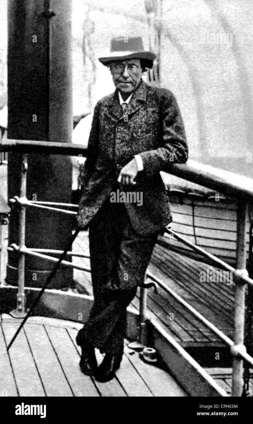 Mahler, Gustav, 7.7.1860 - 18.5.1911, musicien autrichien (compositeur, chef d'orchestre), sur le passage à l'Amérique, 1907, Banque D'Images