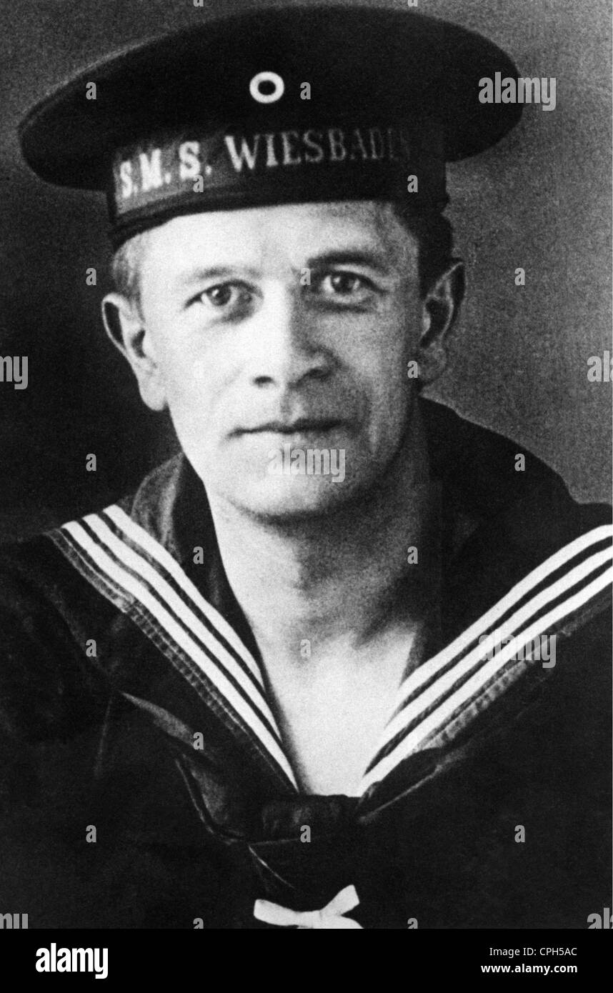 Fock, Gorch, 22.8.1880 - 31.5.1916, auteur / écrivain allemand, comme marin du croiseur léger SMS 'Wiesbaden', portrait, 1916, Banque D'Images