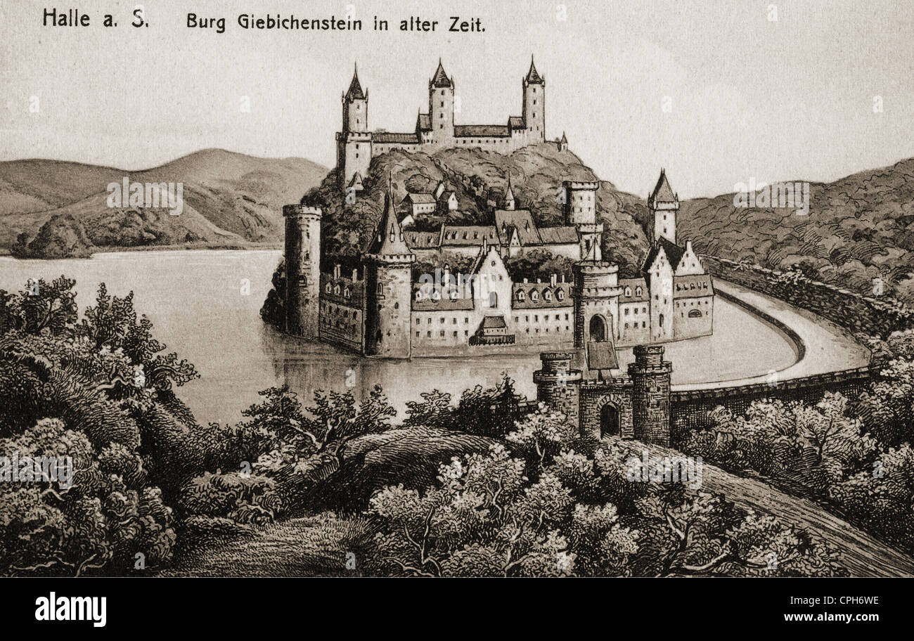 Géographie / Voyage, Allemagne, châteaux, Giebichenstein, vue extérieure, dans les temps médiévaux, après dessin, éditeur Louis Glaser, Leipzig, 1er demi 20ème siècle, rivière, Halle an der Saale, archipopond Magdebourg, château, Europe centrale, Saxe-Anhalt, Saxe-Anhalt, Saxe-Anhalt, Saxe-Anhalt, Saxe-Anhalt, Saxe-Anhalt, Saxe-Anhalt, Saxe-Anhalt, Saxe-Anhalt, Saxe-Anhalt, Saxe-Anhalt, Saxe-Anhalt, Saxe-Anhalt, Saxe-Anhalt, Saxe Banque D'Images