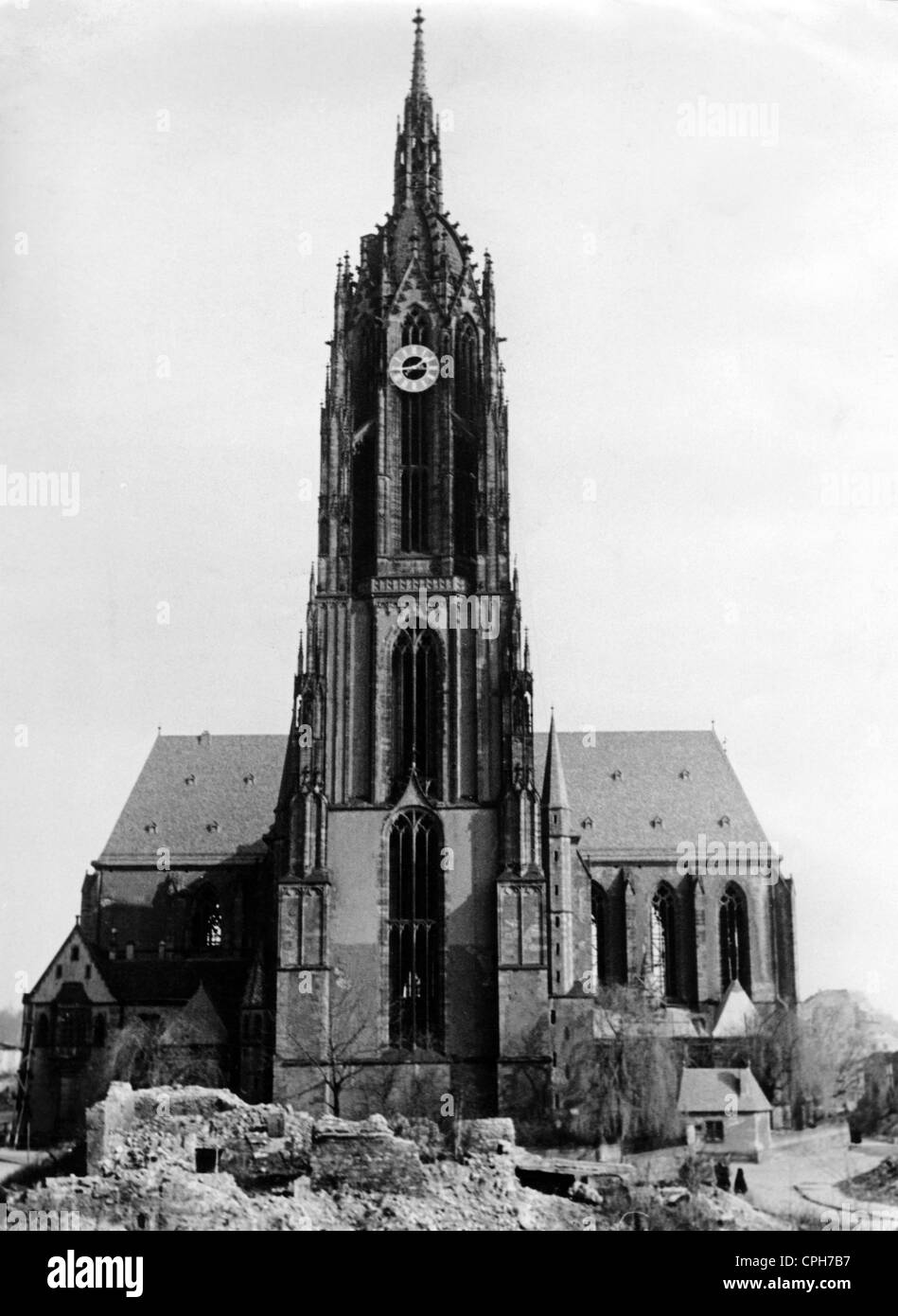Période d'après-guerre, villes détruites, Allemagne, Francfort-sur-le-main, cathédrale, années 1940, droits additionnels-Clearences-non disponible Banque D'Images