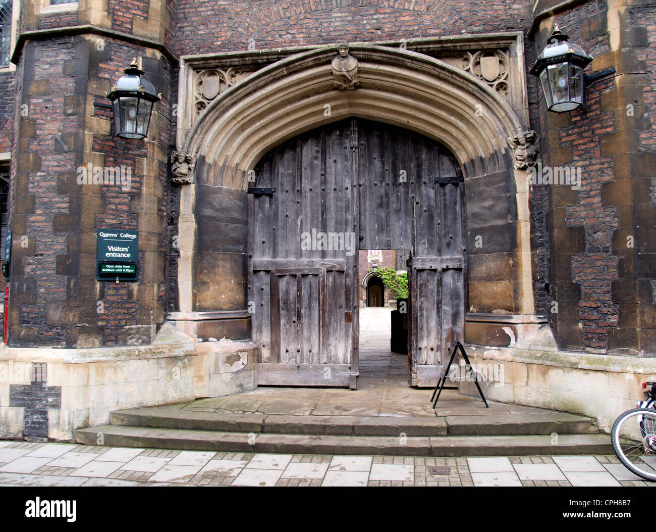 Queens College de Cambridge, entrée des visiteurs, UK Banque D'Images