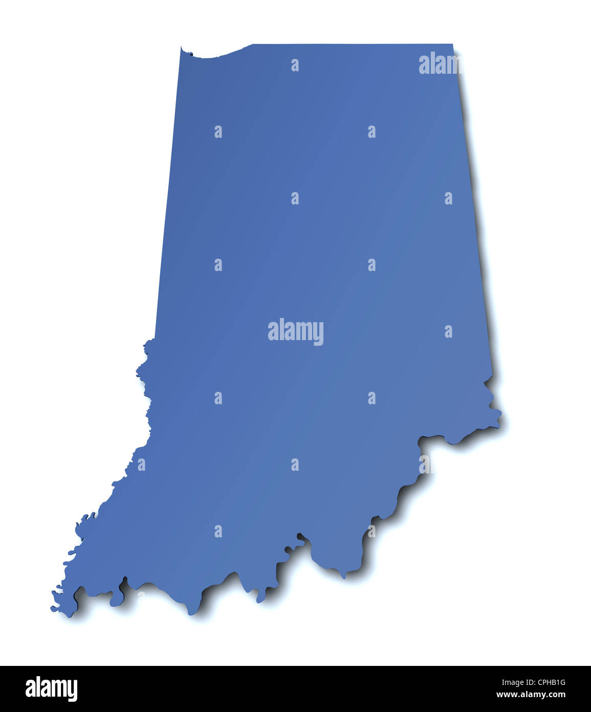 Carte de rendu 3D de l'état de l'Indiana - USA Banque D'Images