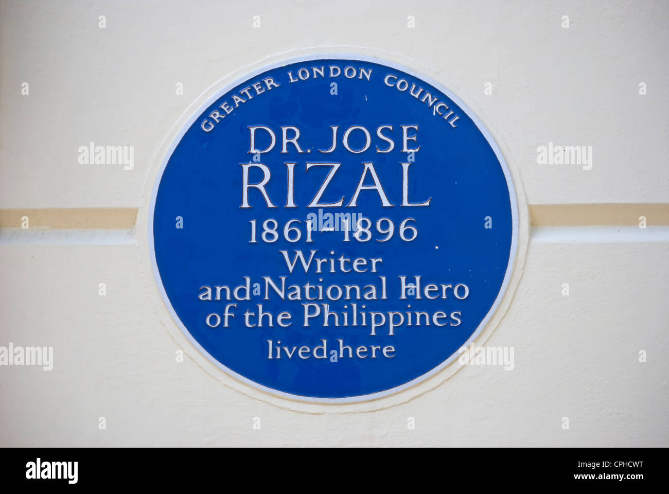 Blue plaque marquant un accueil de l'écrivain philippin et héros national, le Dr Jose Rizal, Primrose Hill, Londres, Angleterre Banque D'Images