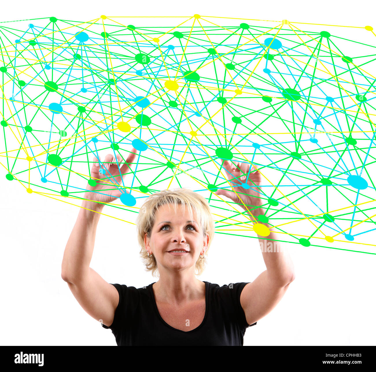 Image symbolique, la mise en réseau, réseau, réseau Internet, les médias sociaux, les connexions, l'espace virtuel, les communications. Banque D'Images