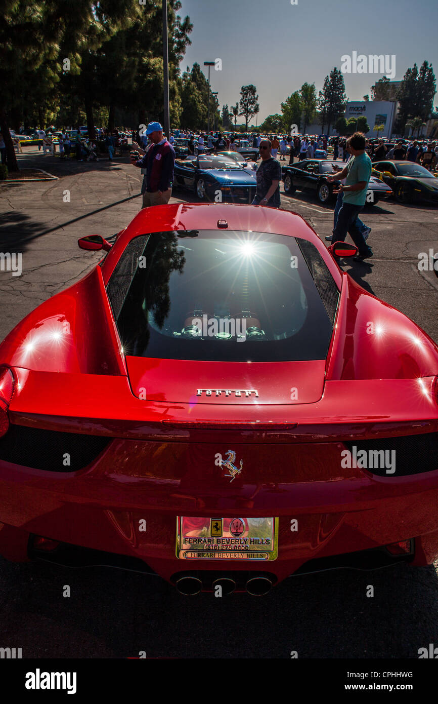 Ferrari 458 Italia à l'arrière dimanche Supercar à Woodland Hills en Californie Banque D'Images