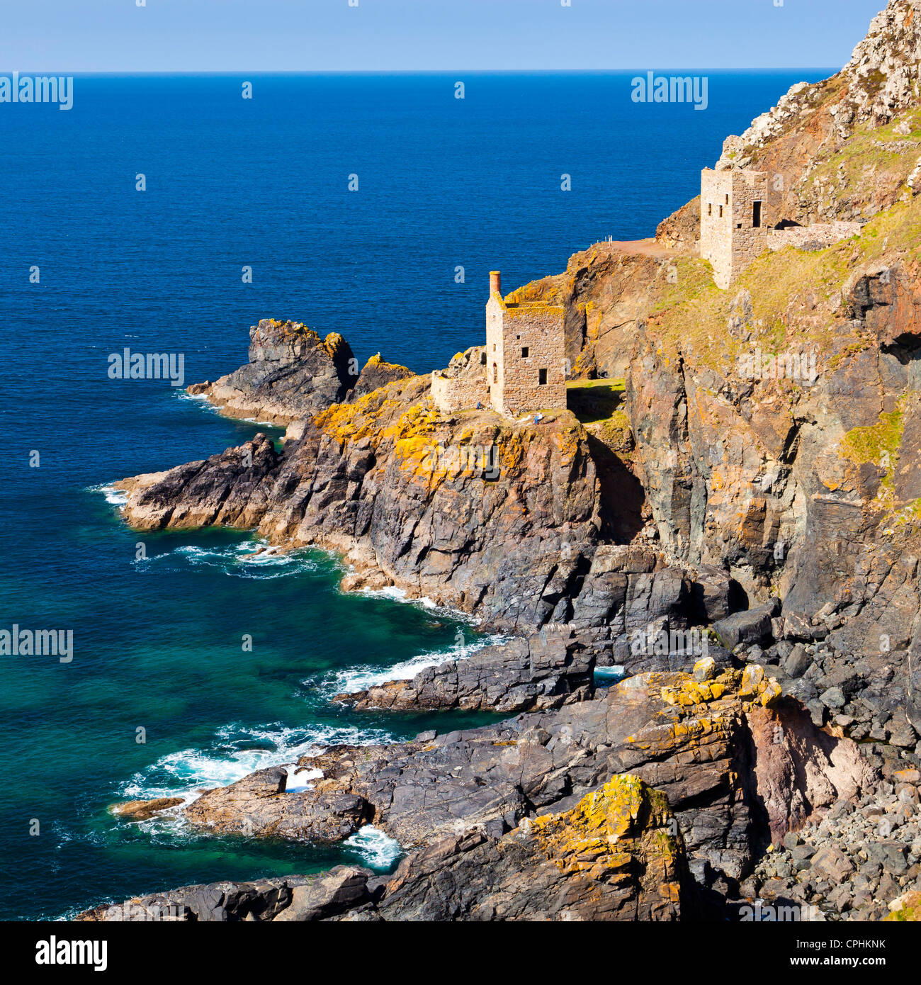 Le moteur à Botallack Couronnes Maisons Cornwall England UK Banque D'Images