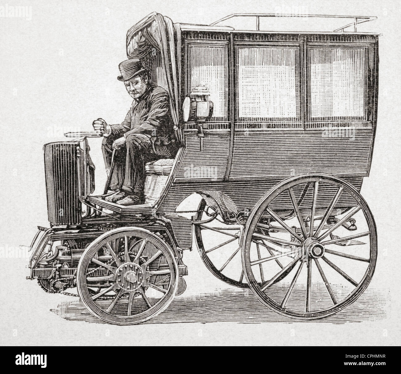 Un moteur à essence 19e siècle transport conçue par Victor Etienne Prétot. À partir de l'Illustration Publié 1897. Banque D'Images