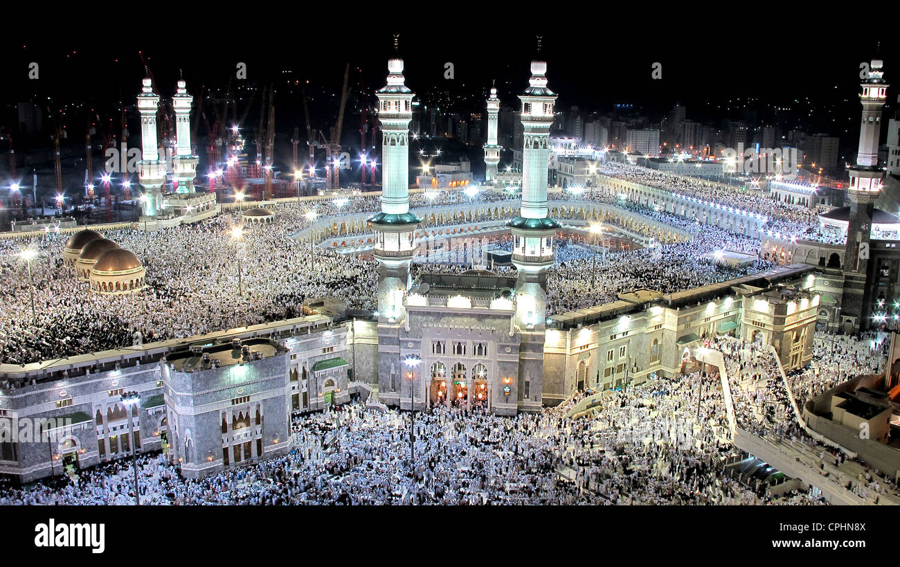 Pèlerinage à La Mecque, la Mosquée Al Haram et la Kaaba Arabie Saoudite Banque D'Images