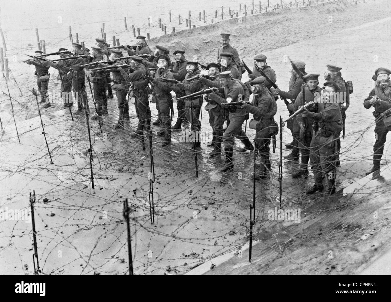 Les soldats avec des masques à gaz, 1915 Banque D'Images