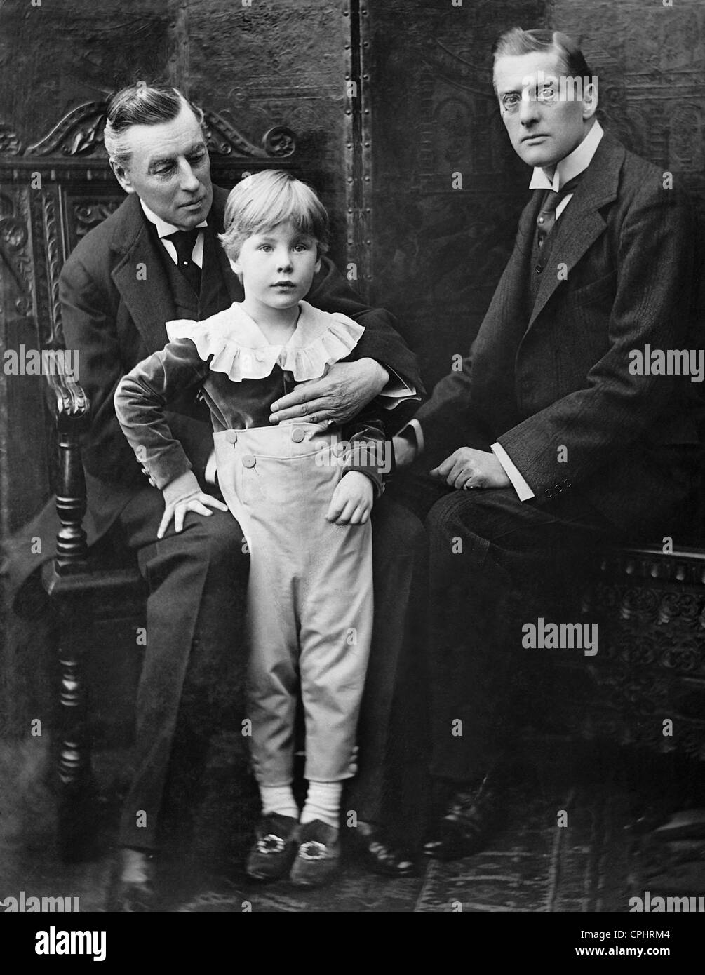 Politicien britannique Joseph Chamberlain avec son fils Joseph Austen, et son petit-fils. Banque D'Images
