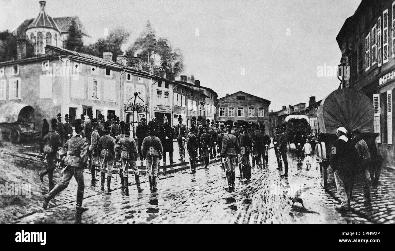 Visite les troupes du roi Guillaume I de Prusse, 1870 Banque D'Images