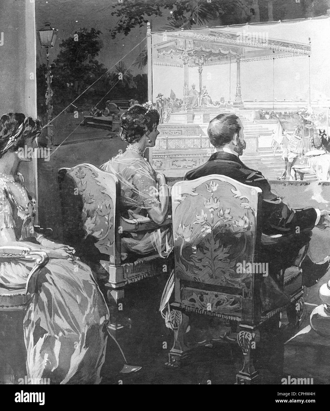 George V et Mary d'Angleterre à une sélection de films, 1912 Banque D'Images