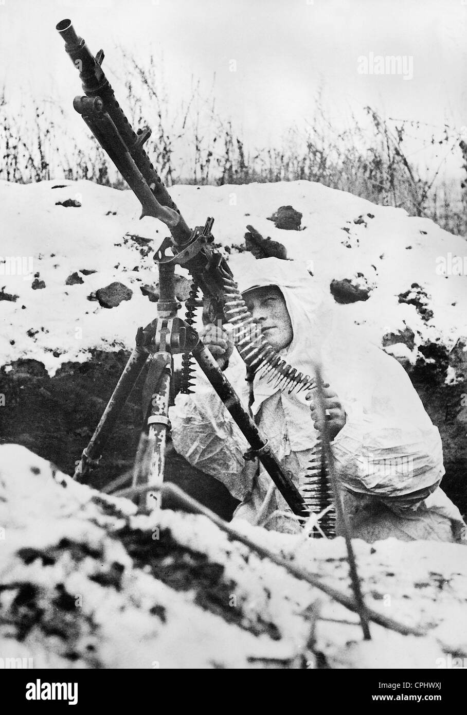 Mitrailleur allemand sur le front de l'Est, 1941 Banque D'Images