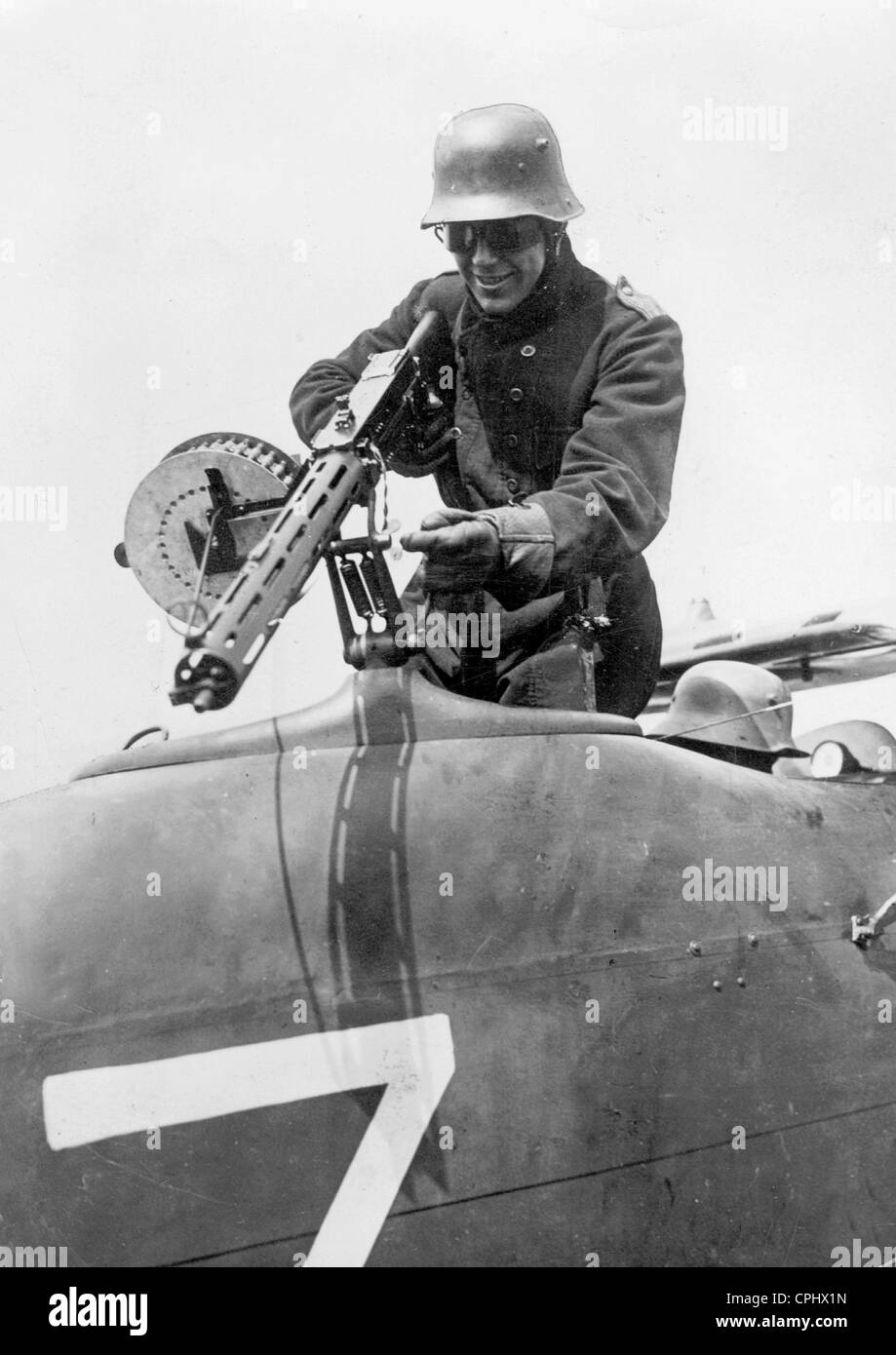 Observateur sur un avion de chasse allemand, 1918 Banque D'Images