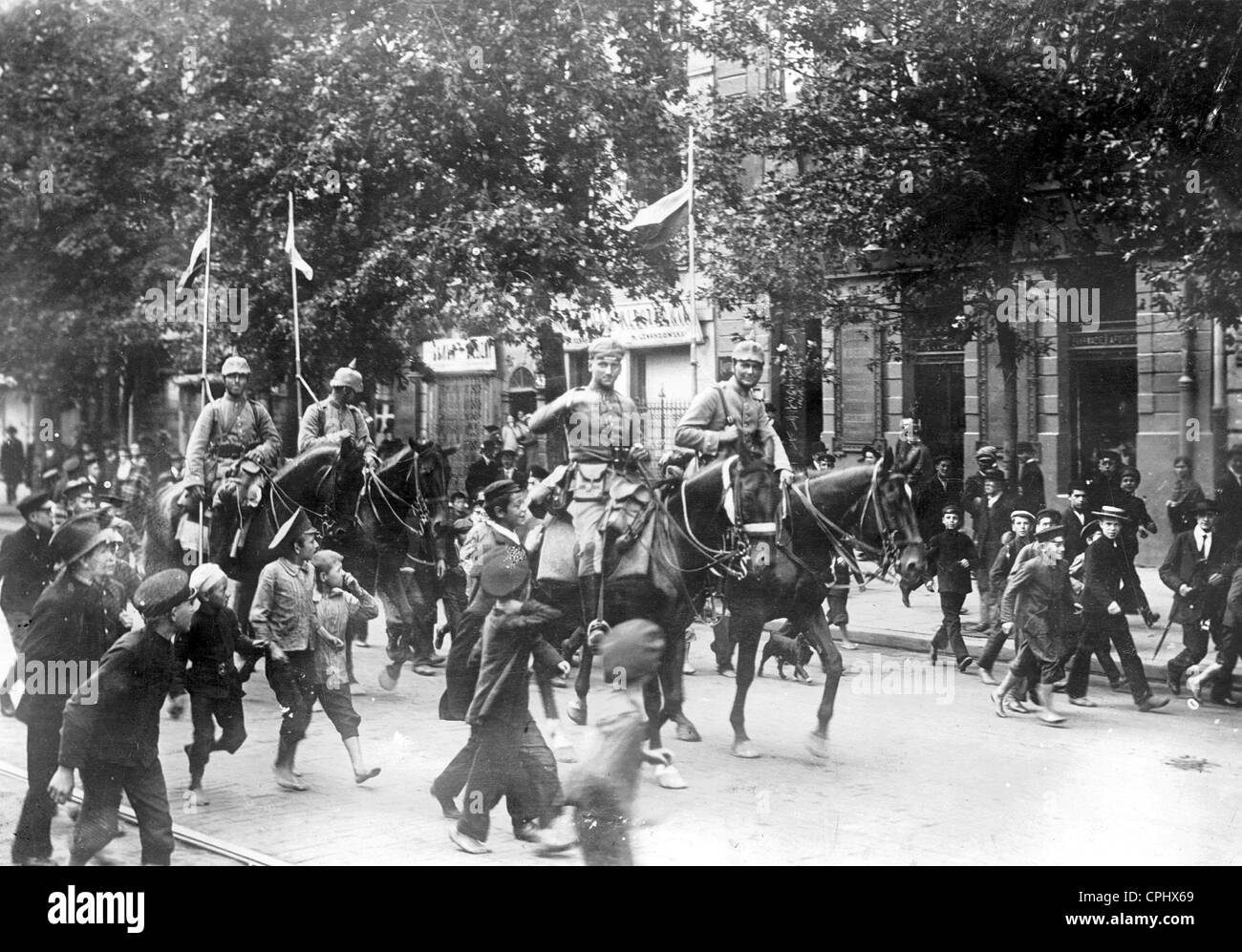Cavalerie allemande entre Varsovie, 1915 Banque D'Images