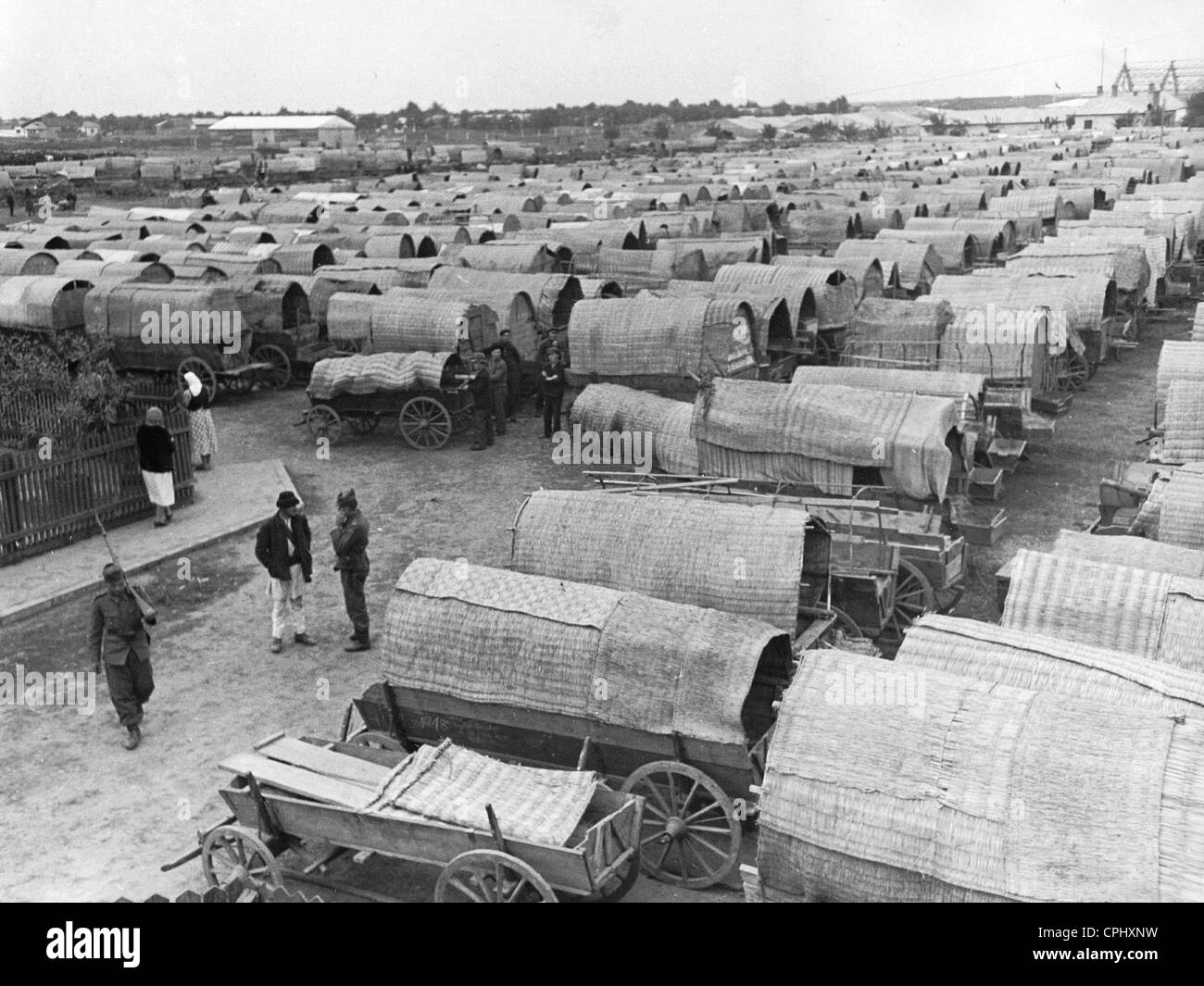 Wagon Trek d'Allemands de souche en Roumanie, 1940 Banque D'Images