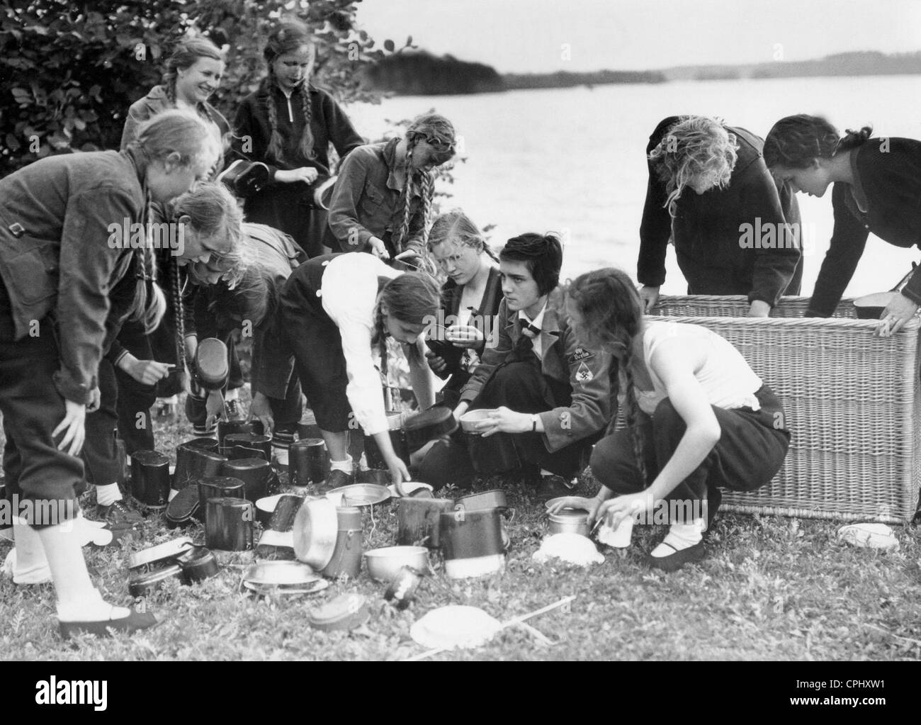 Les filles de la BDM dans le camp de Pentecôte, 1936 Banque D'Images