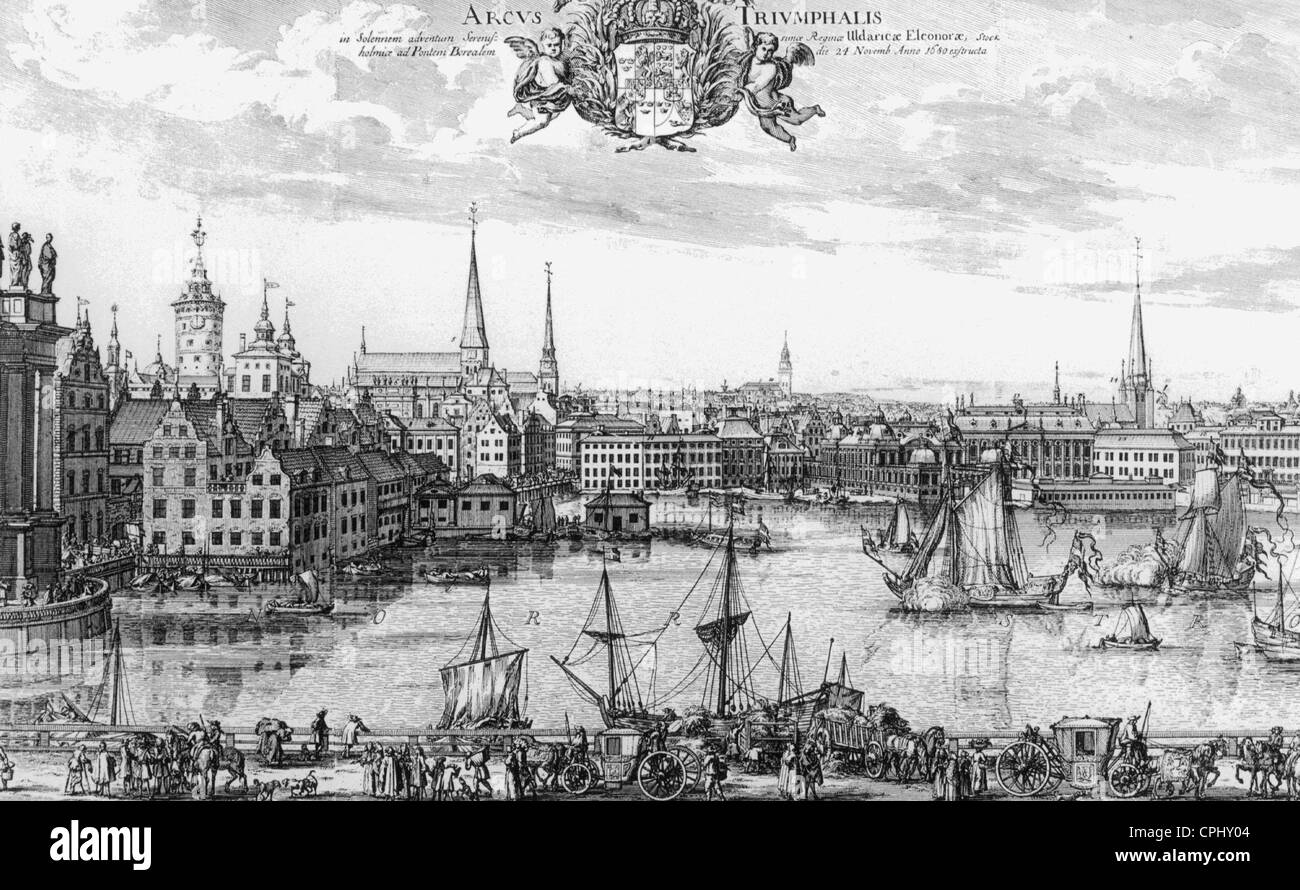 Le port de Stockholm, 1680 Banque D'Images