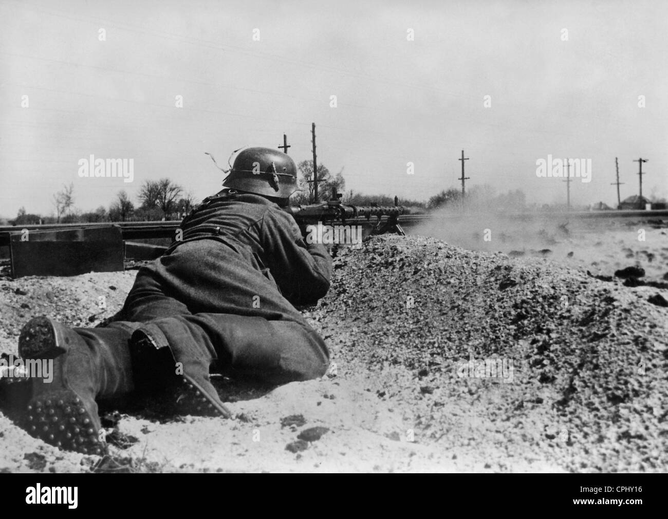 Soldat allemand au cours de combats à Kharkov, 1942 Banque D'Images