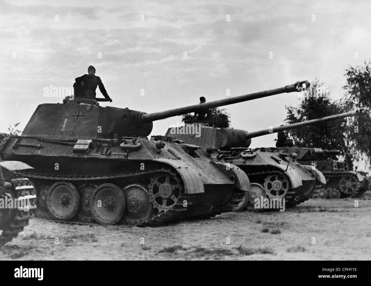 German Panzer IV chars Panther, 1944 Banque D'Images