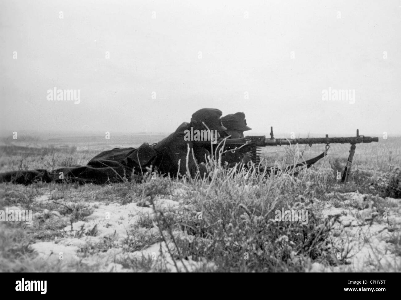Mitrailleur allemand avec MG 34 sur le front de l'Est, 1941 Banque D'Images