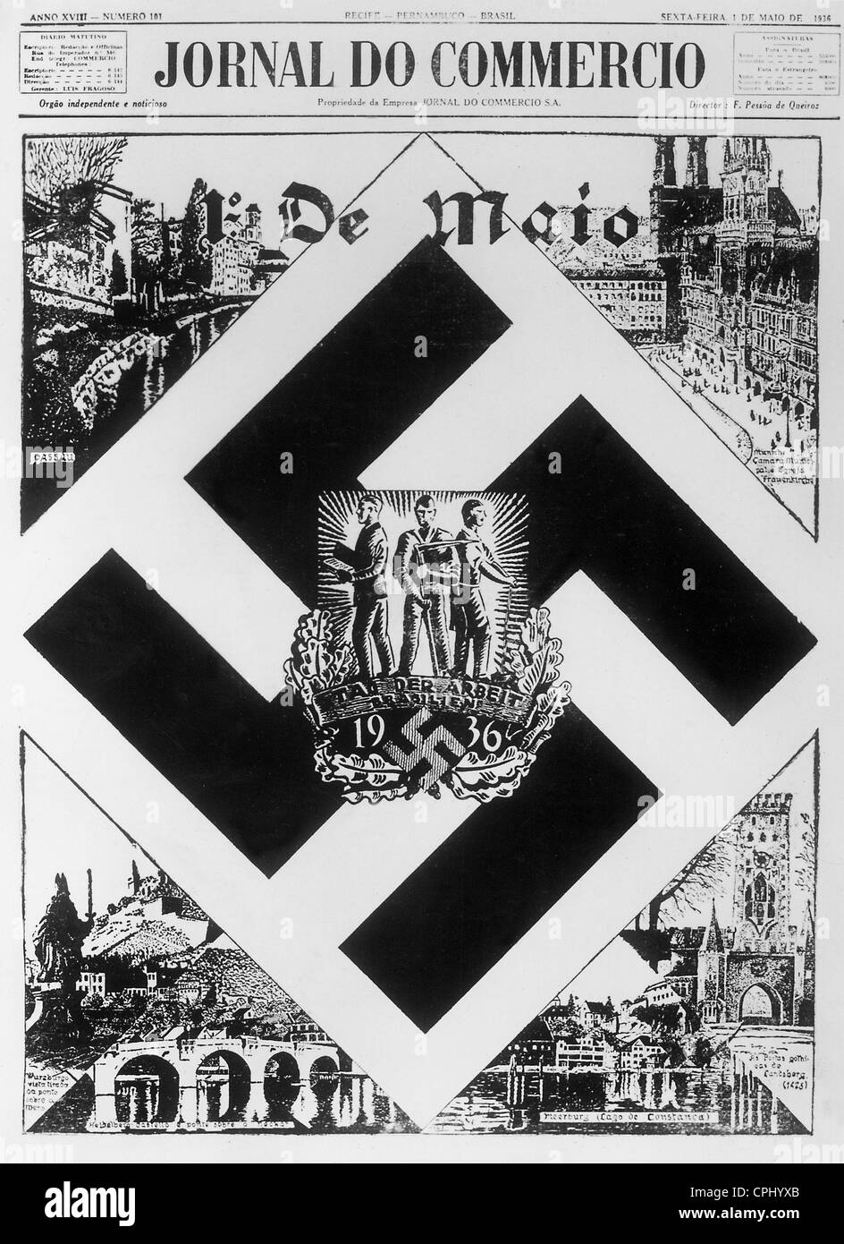 La couverture du numéro spécial du "Jornal do Commercio', 1936 Banque D'Images
