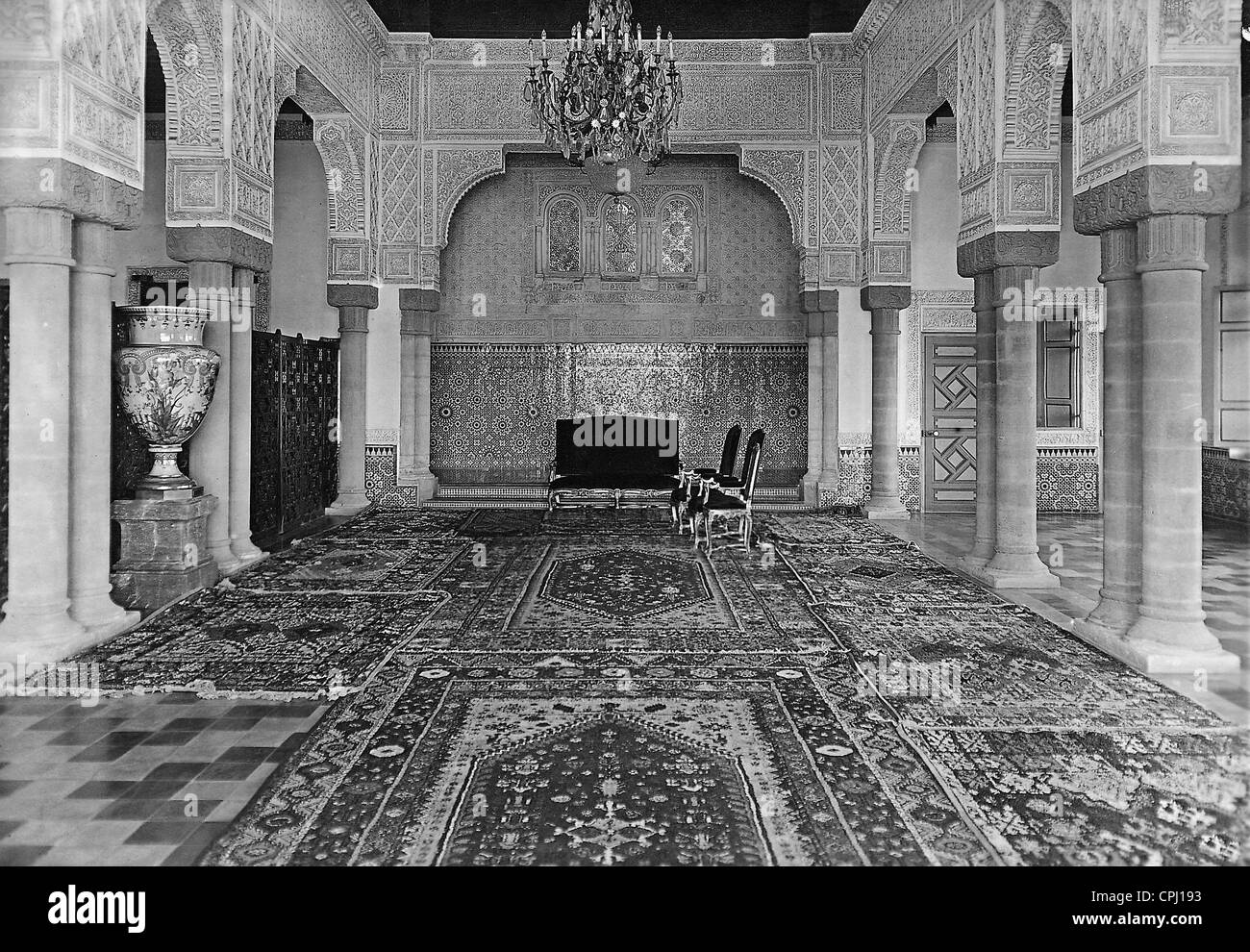 Salle du trône dans le palais du Sultan de Rabat, 1929 Banque D'Images